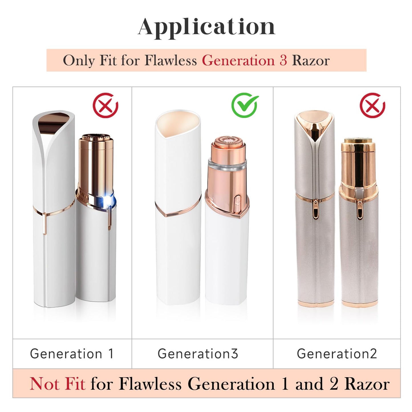 Replacement Heads Generation 3 for New Finishing Touch Flawless Facial Hair Remover,Upgraded Replacement Blades for Women,Ring Light Rose Gold for Flawless