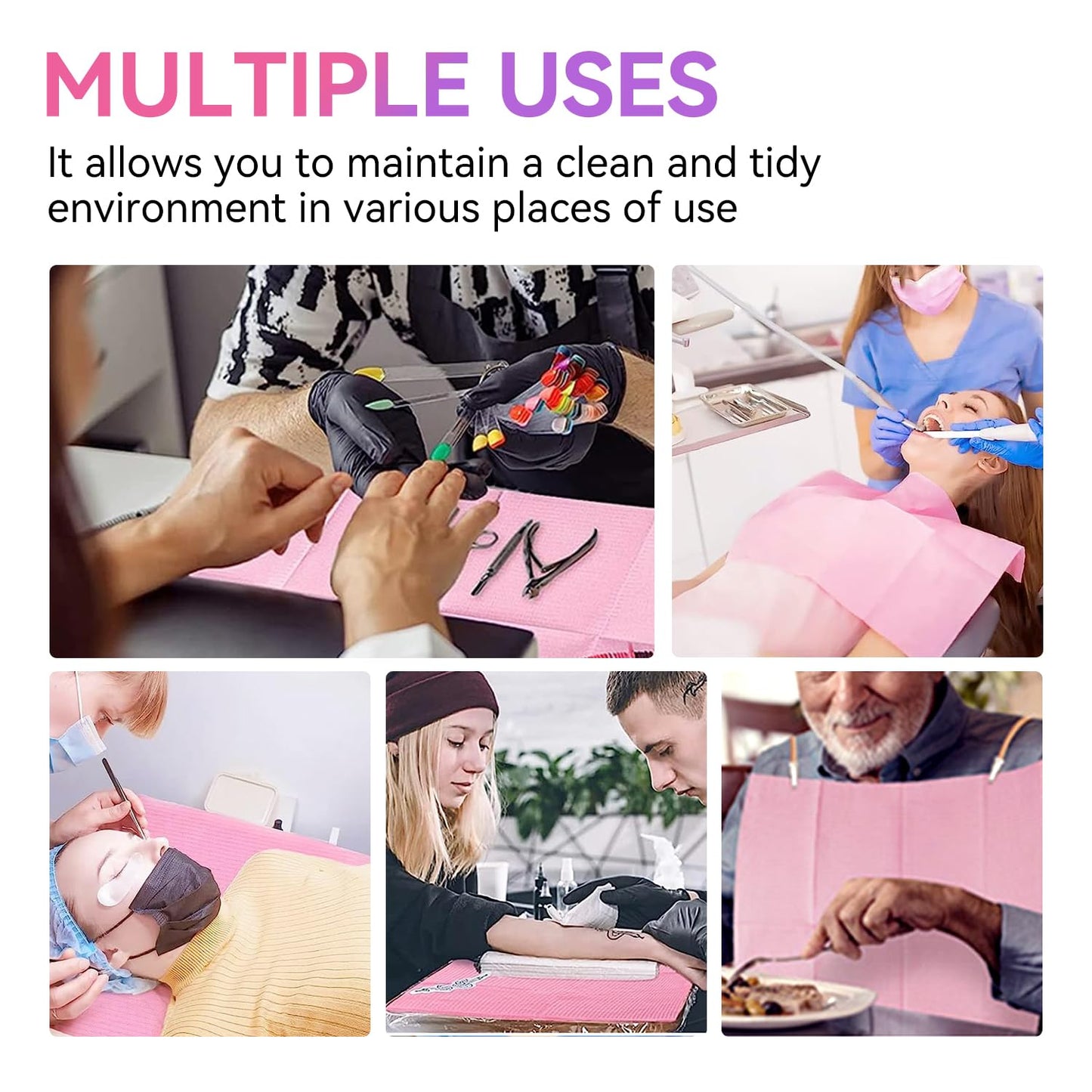 Disposable Nail Mats - 50 Pcs 3-Ply Absorbent Table Pads | 18” x 13” Nail Desk Protection for Manicure & Pedicure (Pink)