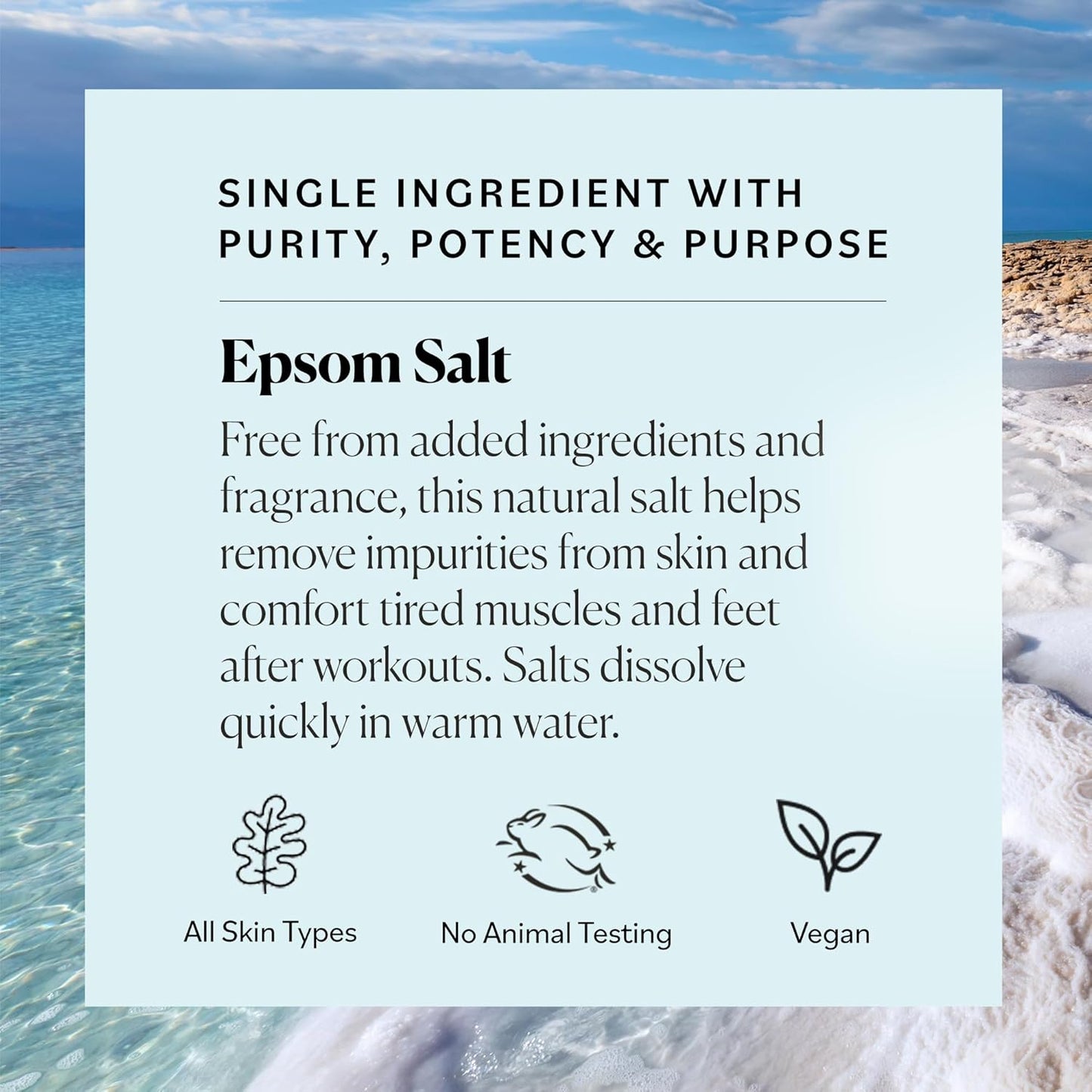 Epsom Salt Bath Soak - 100% Pure Magnesium Sulfate USP - Unscented 5 lbs Resealable Bag | Natural Vegan Self-Care