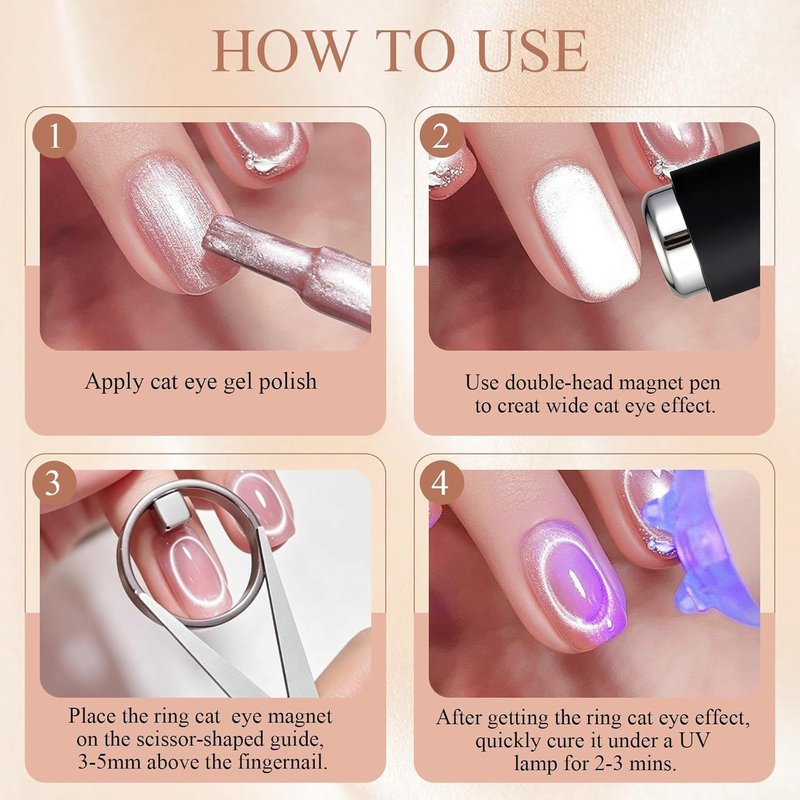 Ring Magnet for Nails - Cat Eye Gel Polish Tool Set for Instant 3-Second Effects | Neodymium Magnetic Nail Art