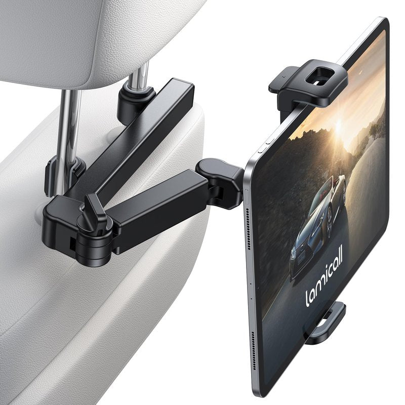 Lamicall Car Headrest Tablet Holder - [3 in 1 Extension Arm] Adjustable Tablet Car Mount for Back Seat, Gifts Road Trip Essentials for Kids, for 4.7-11" Devices, iPad Pro Air Mini, Galaxy, Fire HD