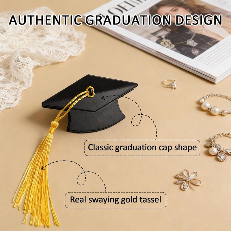 Graduation Cap Hair Claw Clip - Stylish Mini Headband with Gold Tassel | Perfect for Women & Girls (Black)