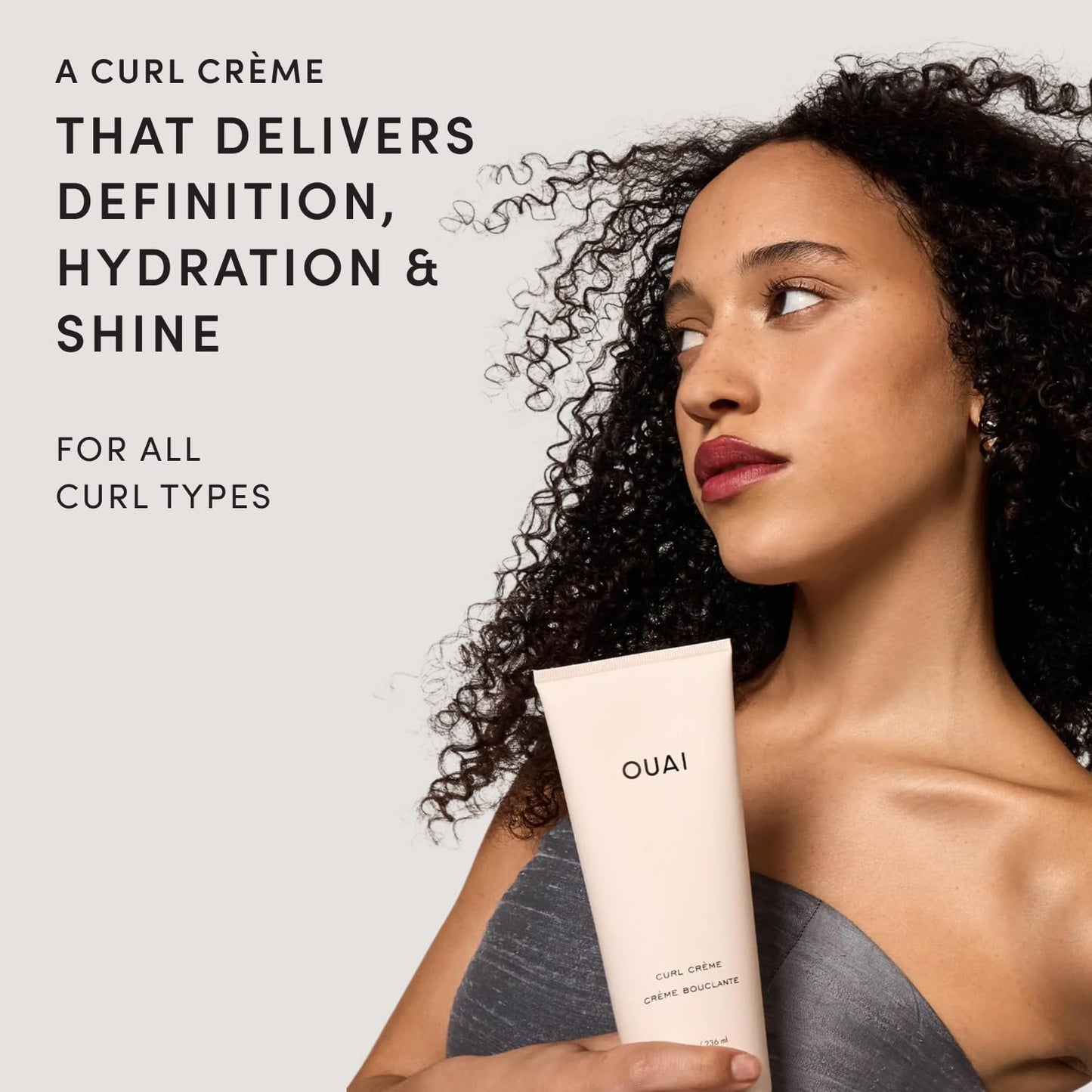 OUAI Travel Size Curl Cream - Curl Defining Cream with Chia & Linseed Oil - Enhances Definition, Hydration & Shine - Tames Frizz & Protects from Humidity - Curly Hair Products for Women (2.5 oz)