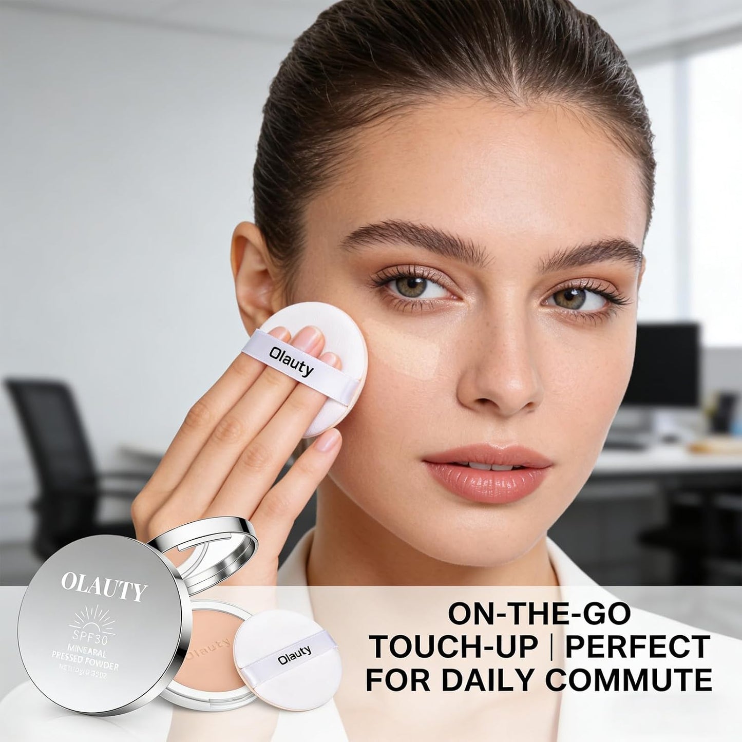 Mineral Powder Foundation SPF 30+ | 4-in-1 Sunscreen & Concealer Compact - Light-to-Medium Full Coverage, Matte Finish (#2 Porcelain)