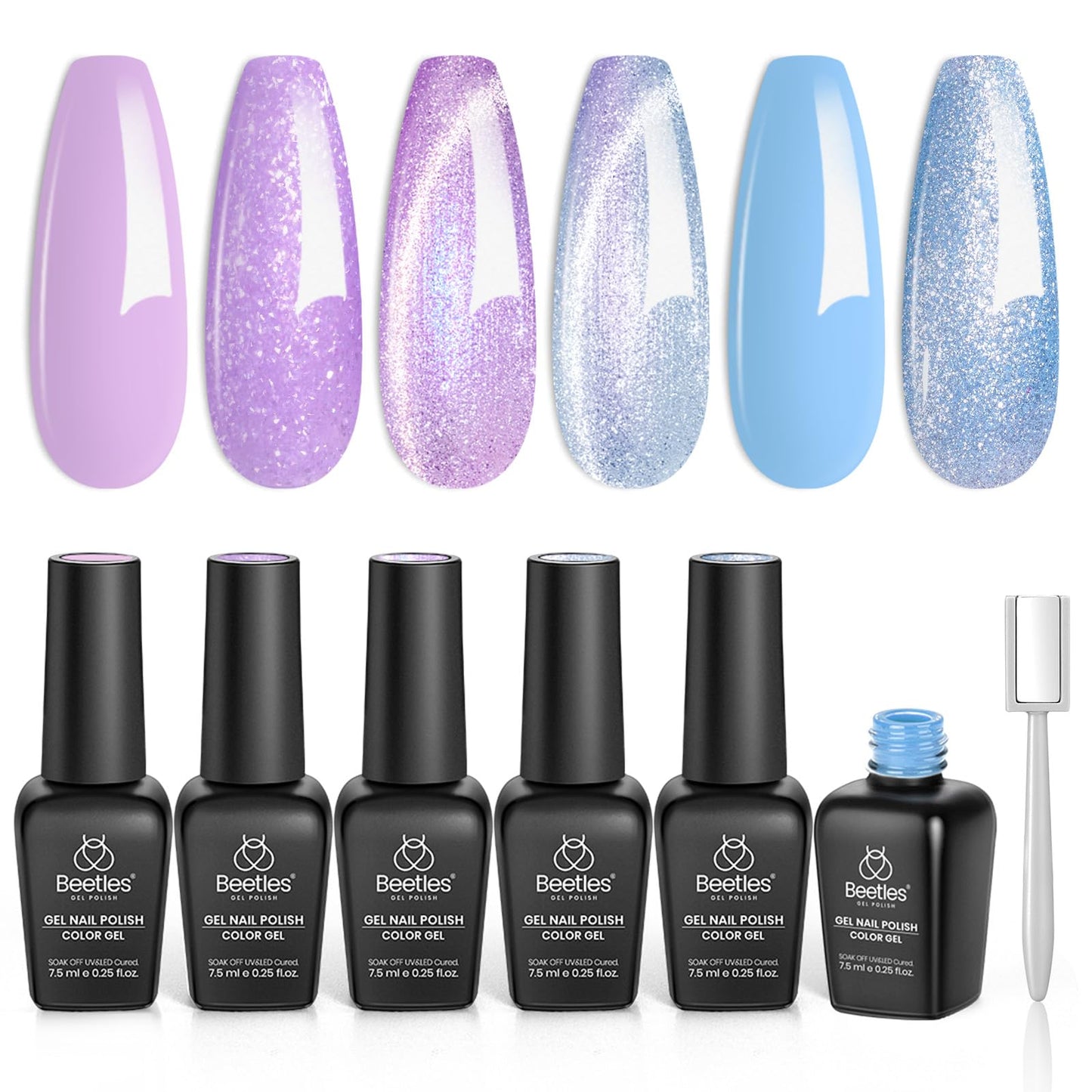 Beetles Purple Gel Polish Set - 6 Colors Cat Eye Gel Polish