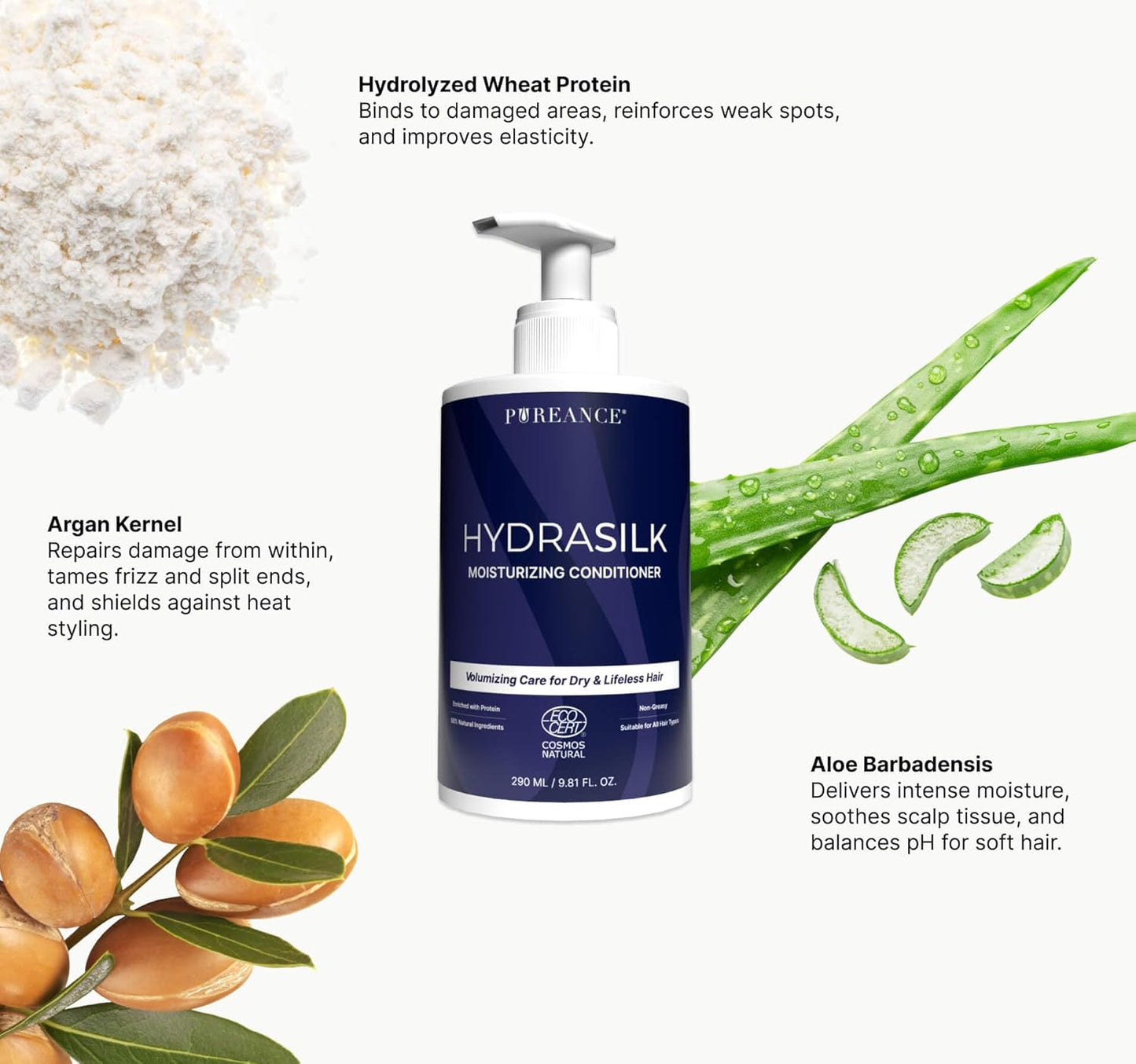 Hydrating Hair Conditioner for Dry, Damaged Hair - Sulfate-Free with Coconut & Argan Oil | 9.81 Fl Oz