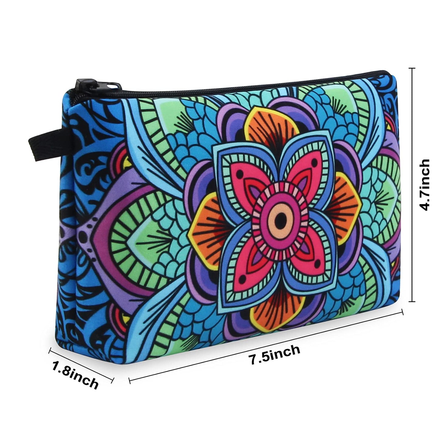 MAGEFY Makeup Bag, 2 Styles Travel Cosmetic Bag for Women Cosmetic pouch Elegant Blue Patterns Zipper Pouch Waterproof Makeup Pouch Cute (2 Packs, Peacock feather + Mandala pattern 0179)