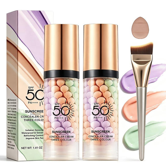 UAOE 2PCS Color Correcting Primer Face Makeup,3 in 1 Primer for Face Before Makeup with SPF 50,Oil Control Makeup Primer for Face,Radiance Skin,Moisturizing Protector Solar Para La Cara Con Color