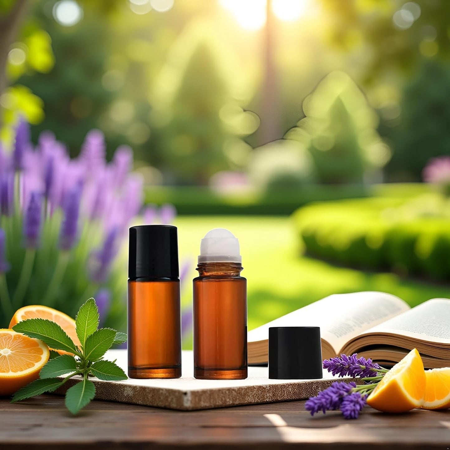 YuanHolumid 2Pcs Brown 30ml Glass Essential Oil Roller Bottles Refillable Roll on Bottles Empty Deodorant Bottle Containers Rollerball for Fragrance Roller