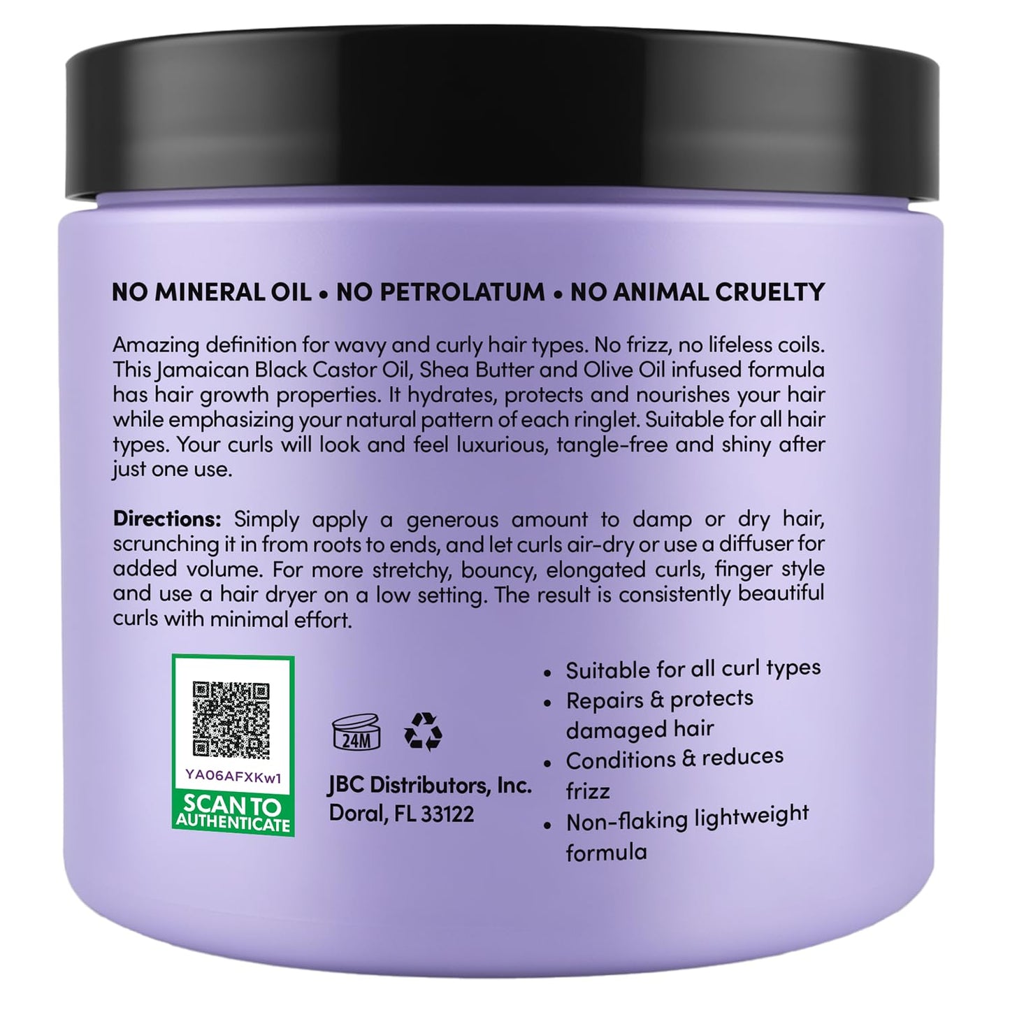 Curly Girl Friendly Curling Cream - Moisturizing Anti-Frizz Formula with Shea Butter & Castor Oil | 16 oz for Wavy, Curly & Coily Hair (2C–4C)