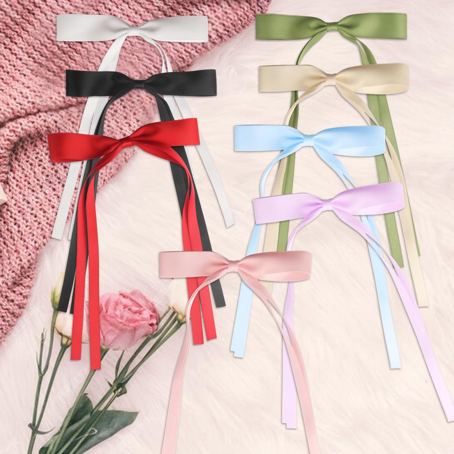 Tassel Hair Bow Clips - 8PCS Cute Long Hair Accessories | Bowknot Barrettes for Girls & Teens