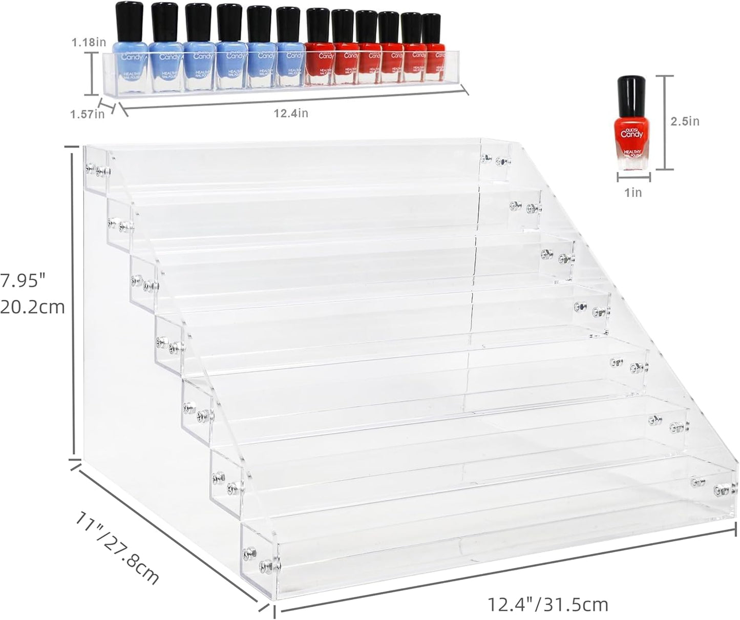 Acrylic 7-Tier Organizer Rack | Large Capacity Stand for Nail Polish, Essential Oils & Sunglasses