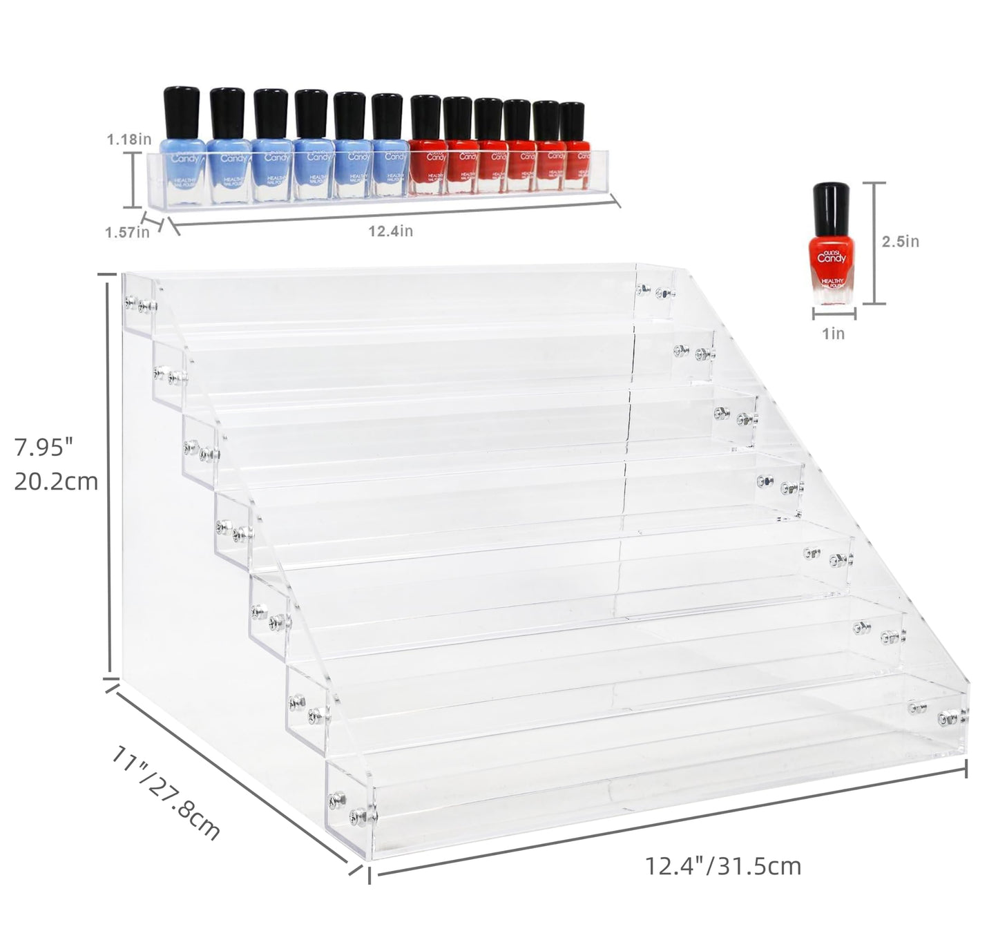 Kingtaily 7 Tiers Layers Organizer Rack Stand Holder Large Capacity Acrylic Clear for Nails Polish Essential Oil Lipstick and Sunglasses
