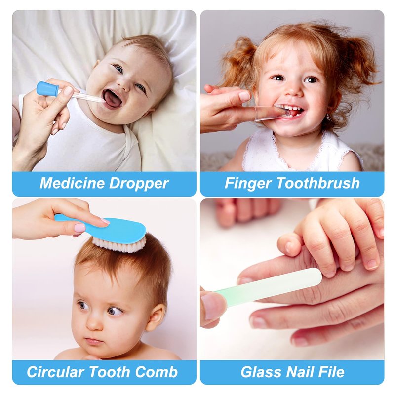 Baby Grooming Kit, Infant Safety Care Set with Hair Brush Comb Nail Clipper Nasal Aspirator,Baby Essentials Kit for Newborn Girls Boys