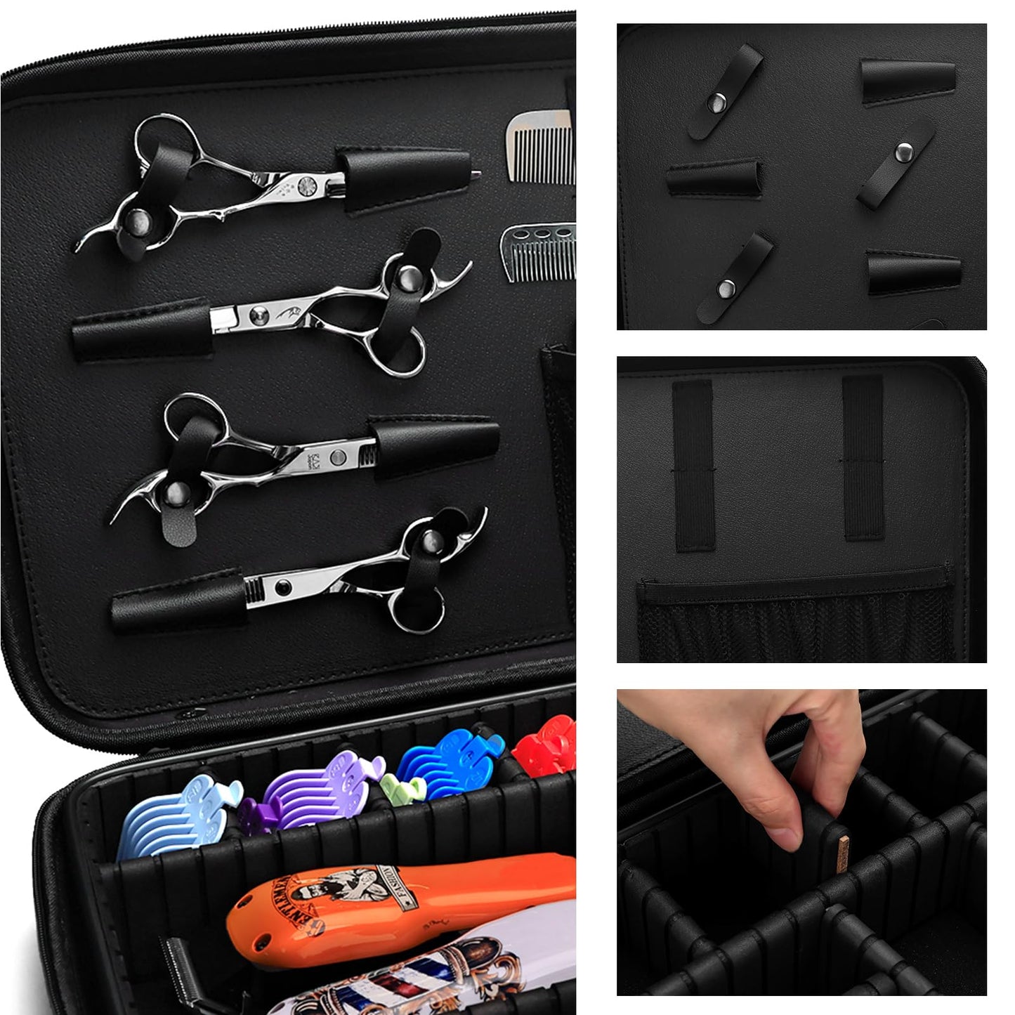 Barber Carrying Case,Barber Case, Stylist Tool Box Professional Salon Hair Cutting Grooming Kit Storage Organizer for Clippers, Scissors, Barber Supplies(Large)