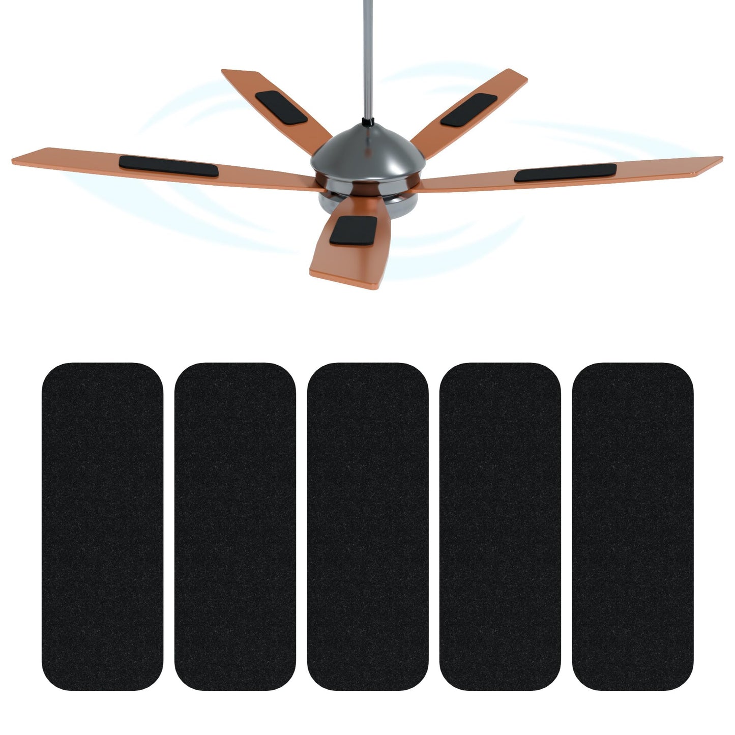 KASTLITE Fan Blade Air Purifier Pads - Activated Coconut Carbon Ceiling Fan Dust Catcher Pads - Traps Smoke Odor & Pet Hair for Cleaner Home - Peel & Stick Filters, Universal Fit, Unscented, 5-Pack
