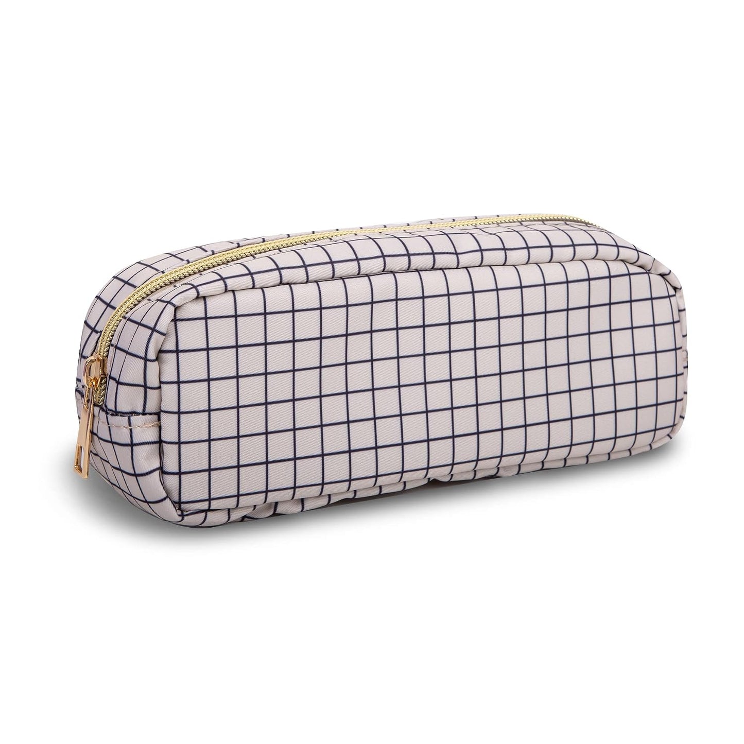 Waterproof Mini Floral Makeup Bag - Nylon Travel Pouch for Women | Cute Zipper Toiletry Organizer (Mini White-Flowers)