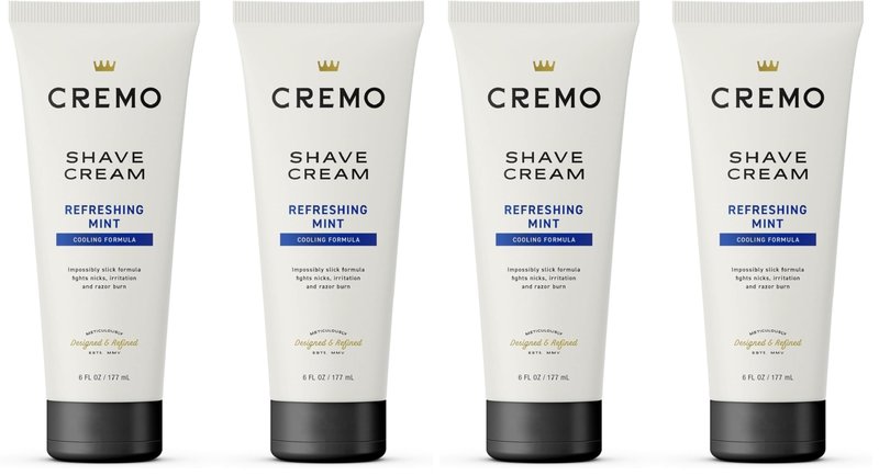 Cremo Barber Grade Cooling Shave Cream,Astonishingly Superior Ultra-Slick Shaving Cream Fights Nicks,Cuts And Razor Burn,6 Fl Oz,WHITE,(Pack of 4)
