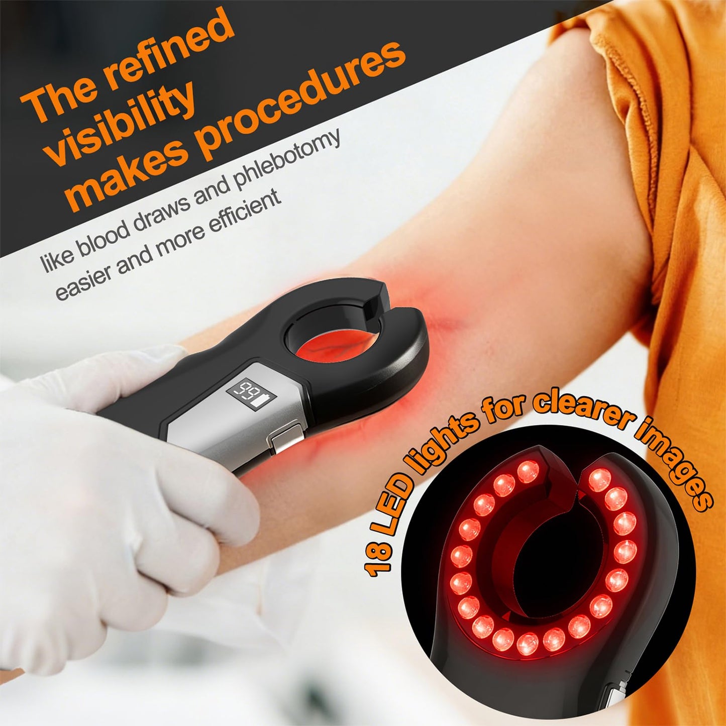 Kyiwxs Rechargeable Vein Finder, Vein Finder for iv Access for Universal Skin Compatibility, Suitable for Nurses,Clinics & Home Use Vein Locator Device-Black