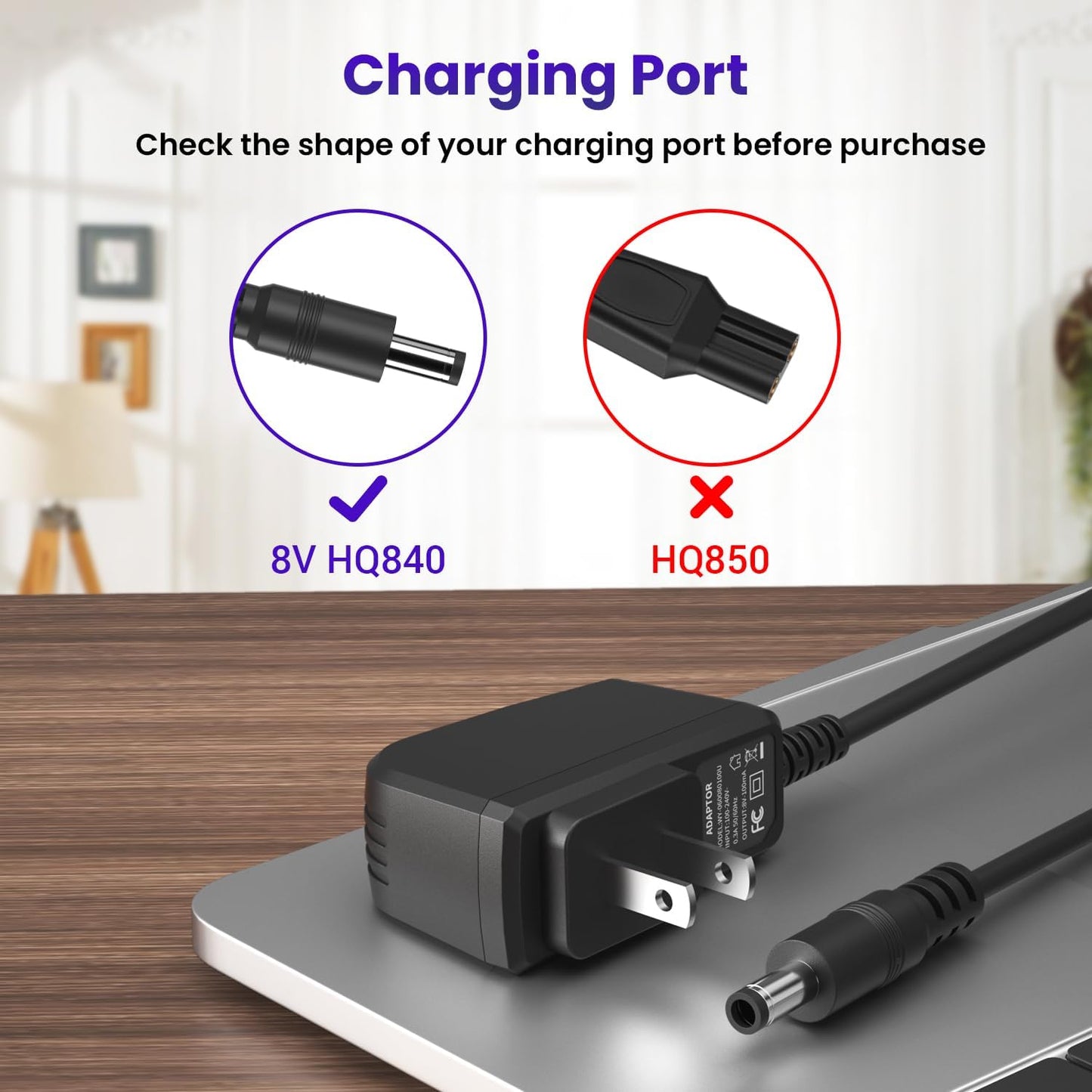 Xxszhy 8V Power Cord Fit for Philips Norelco HQ840 Multigroom Series 3000 MG3750 MG3750/10 MG3750/50 MG3750/60 MG3760 MG3760/50 Electric Shaver Trimmer Razor Replacement Charger Supply