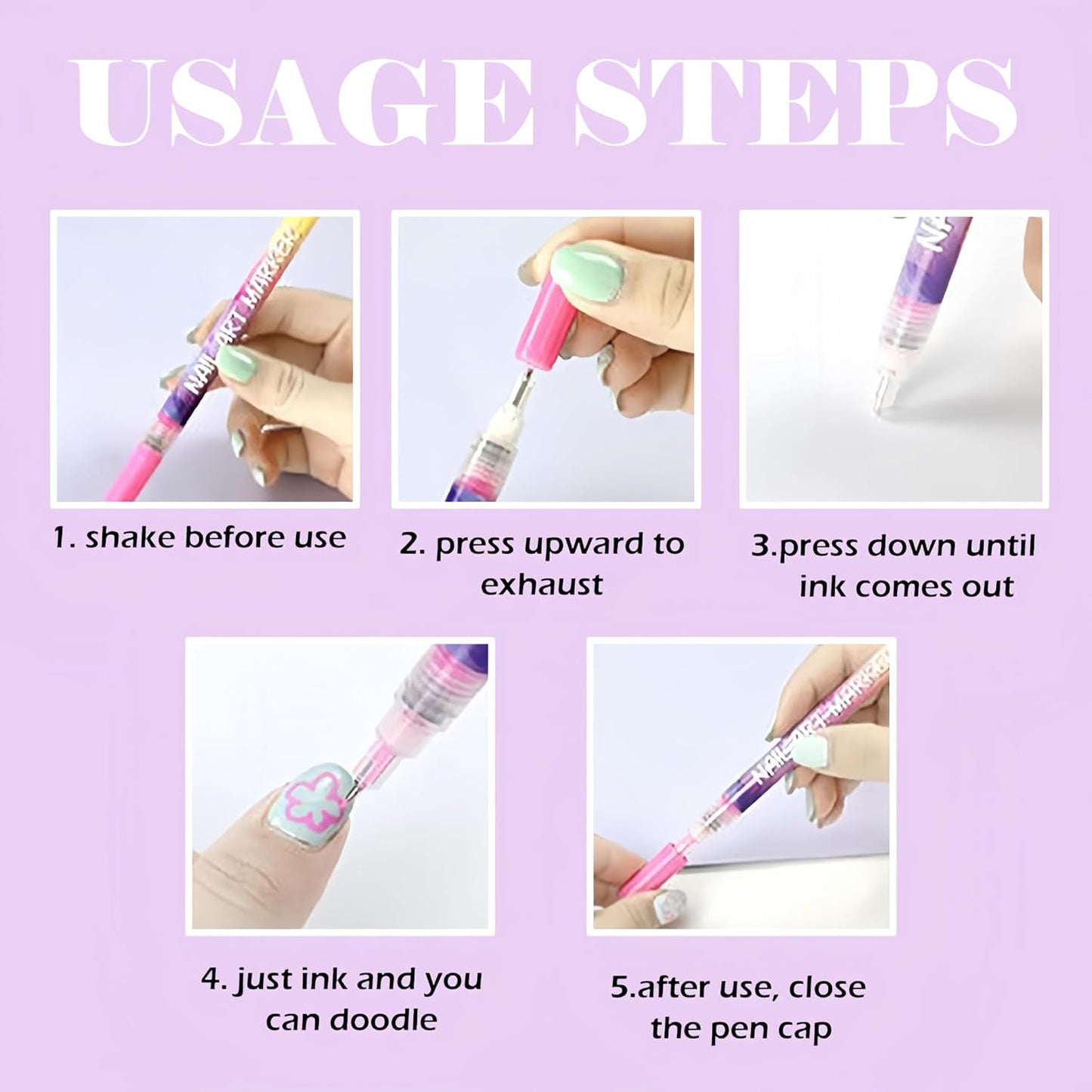 Nail Art Pens Set - 12 Colors Quick Dry Dotting & Liner Pens for DIY Nail Art | 3D Painting Tools
