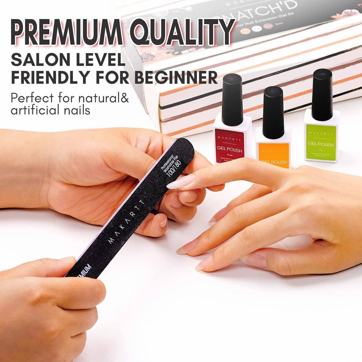 Professional Nail File Set - 100/180 Grit Emery Boards for Acrylic & Gel Removal | 10pcs Double-Sided Black Filer