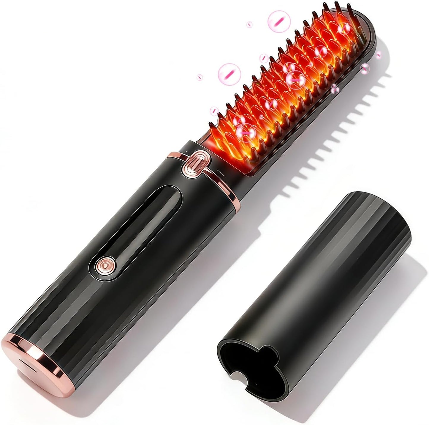 Cordless Hair Straightener Brush - Fast Heating Ionic Hot Brush | Adjustable 320℉-390℉, Portable & Anti-Scald for Travel