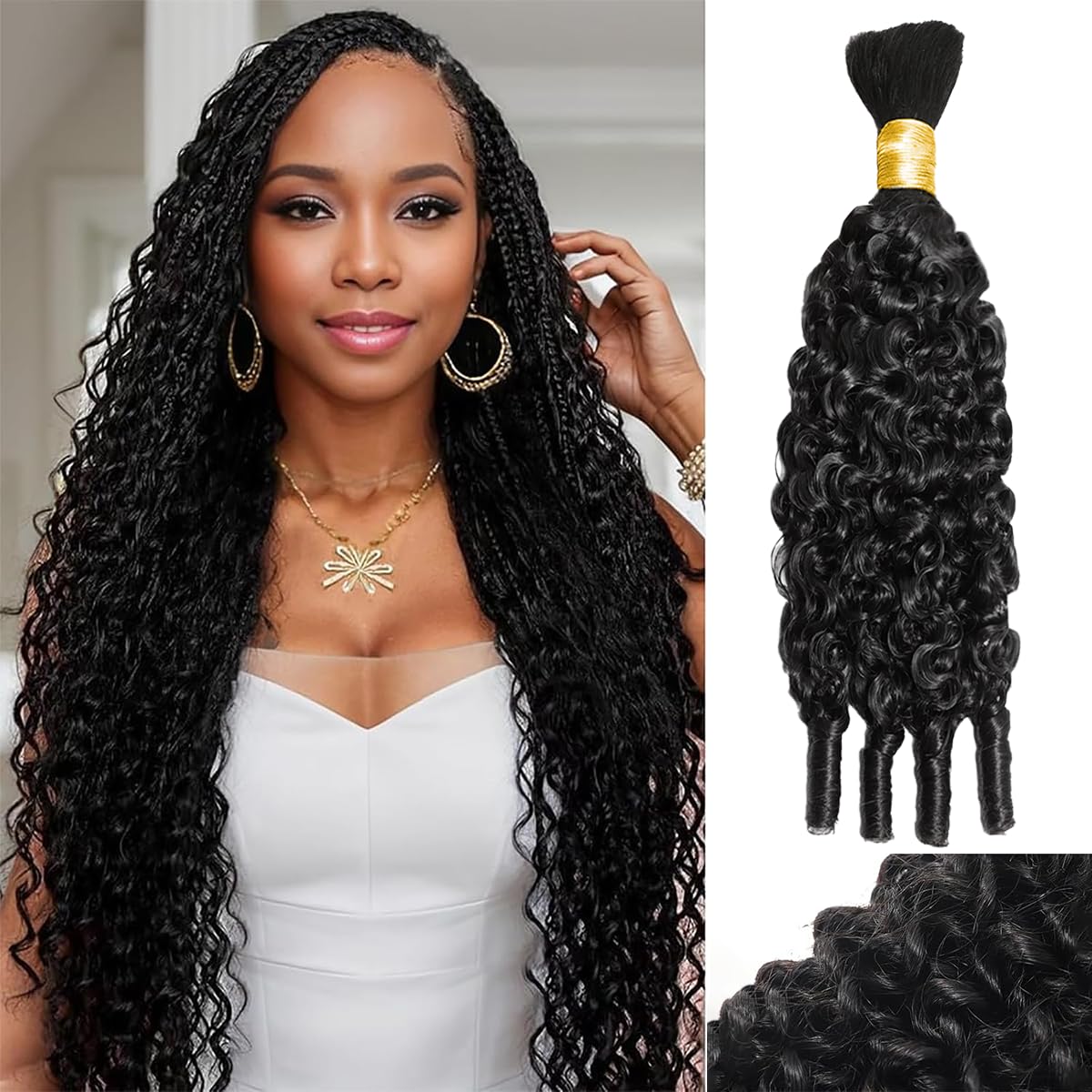 15A Human Braiding Hair - Boho Burmese Curly Spiral Ends | 18 Inch, 60g Bundle for Salon-Quality Styles