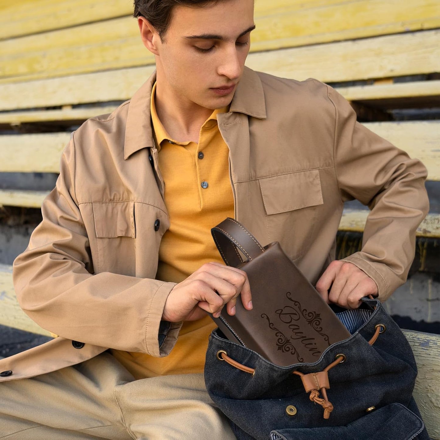 Personalized Leather Toiletry Bag - Engraved Name, Waterproof | Brown Travel Organizer for Men, Perfect Groomsmen Gift