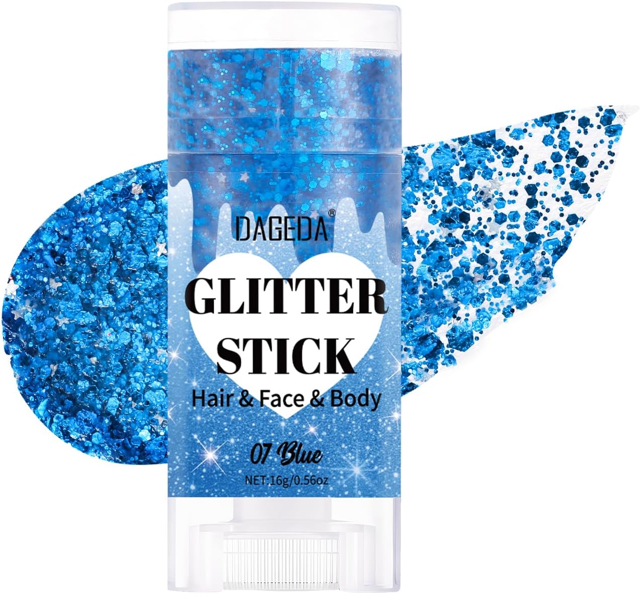 Red White Blue Body Glitter Stick - Sparkly Face Glitter Makeup for 4th of July | Shimmer Face Paint Stick