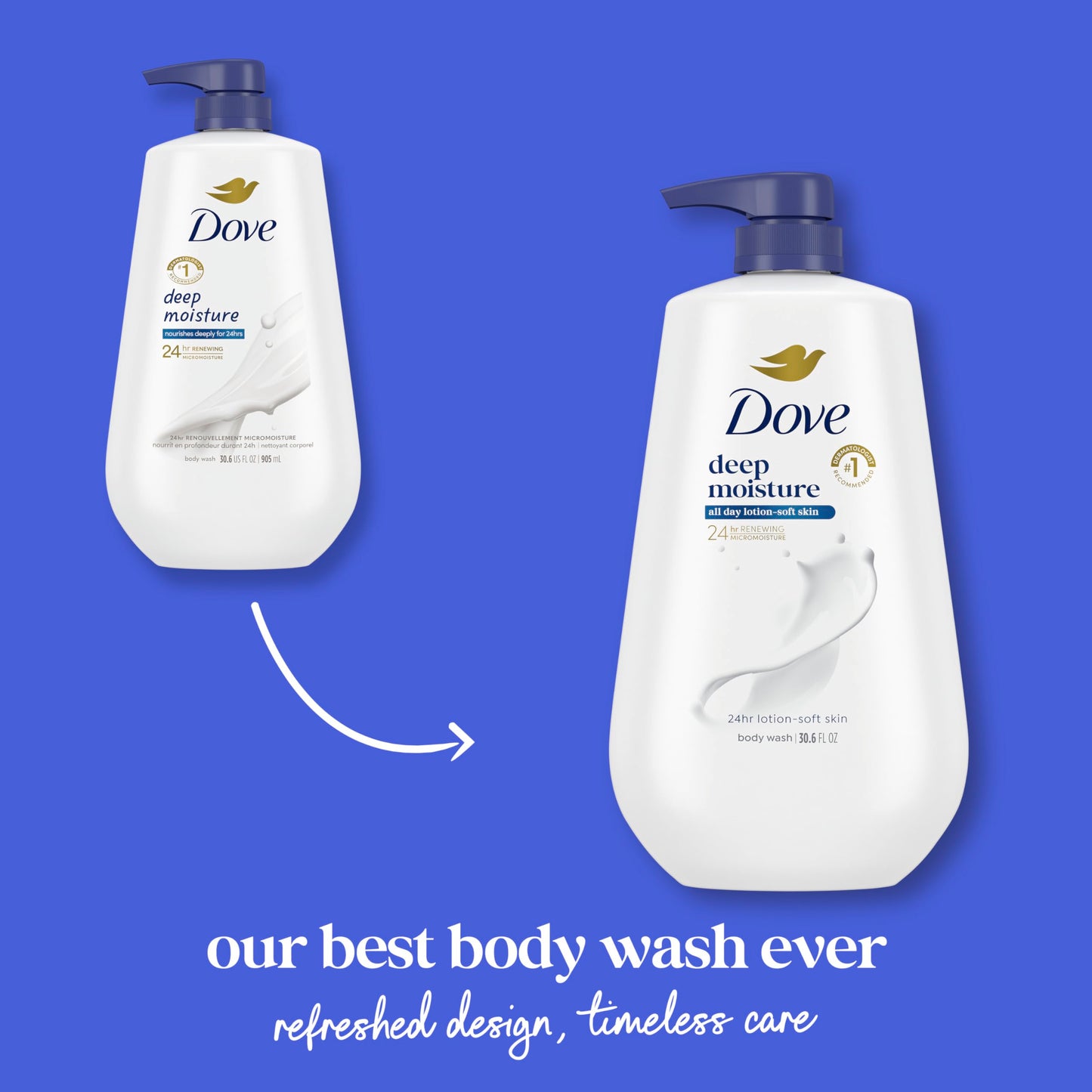 Dove 24hr Lotion Body Wash Deep Moisture, 30.6 oz