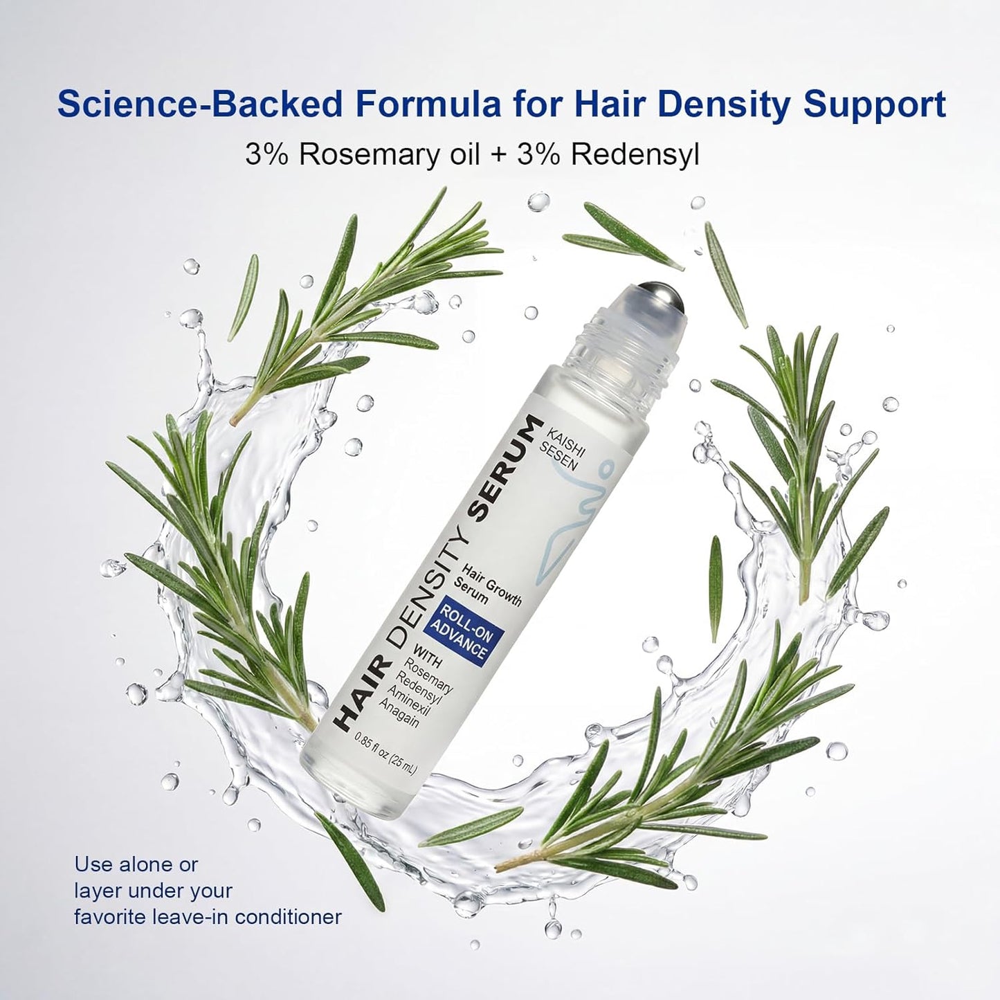 Hair Growth Serum Roll-On - Rosemary & Redensyl Hair Thickening Solution for Thinning Hair | 0.85 Fl Oz, 2-Pack