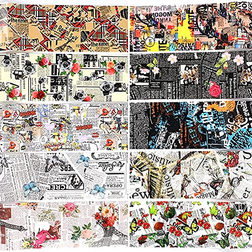 Vintage Newspaper Nail Art Foil Stickers - Holographic 10PCS