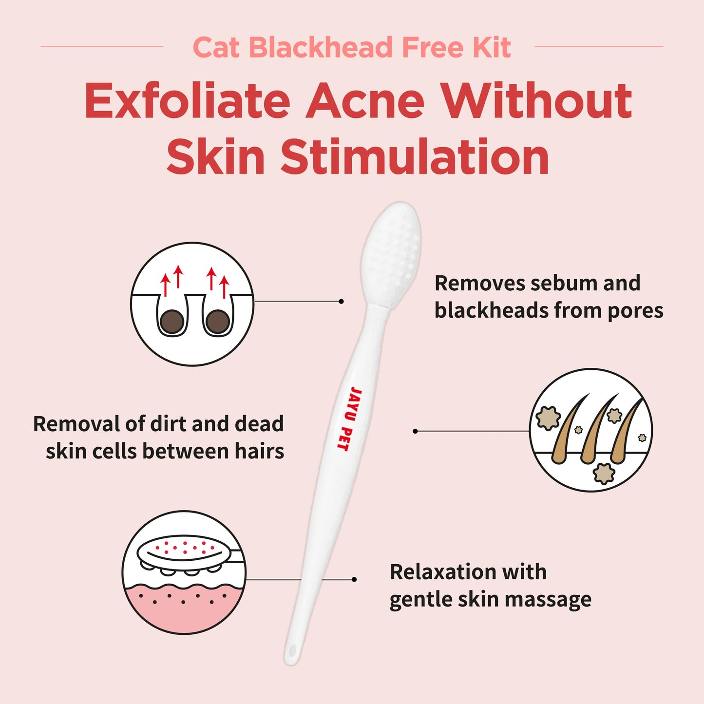 JAYU PET Cat Blackhead Free Kit – Black Seed Cleaner & Exfoliating Brush, Cat Chin Acne Treatment, Blackhead Remover, Hypoallergenic Safe Formula, Cat Grooming Kit for Clear & Healthy Skin