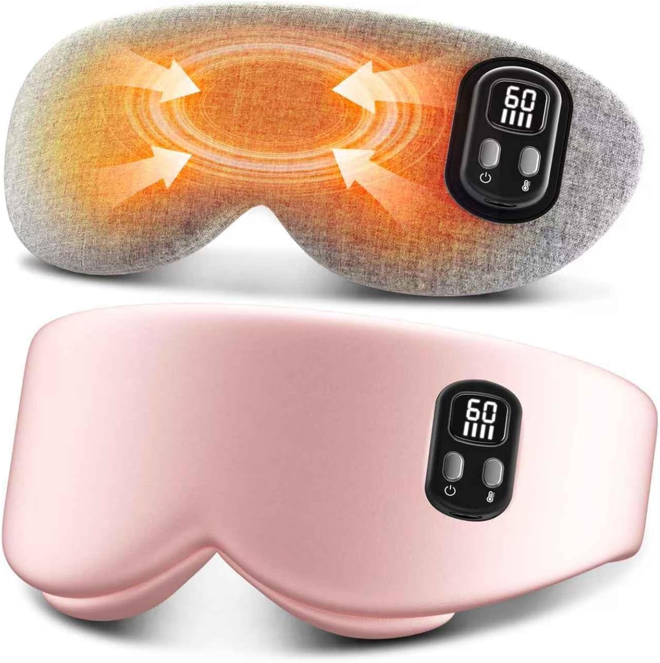 Heated Eye Mask - Cordless Eye Mask for Dry Eyes & Sleep Relief | 4 Temperature Settings, Washable - Pink