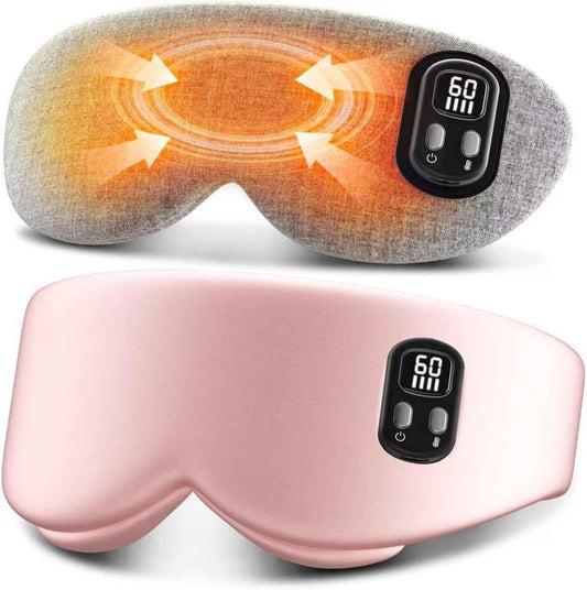 Heated Eye Mask - Cordless Eye Mask for Dry Eyes & Sleep Relief | 4 Temperature Settings, Washable - Pink