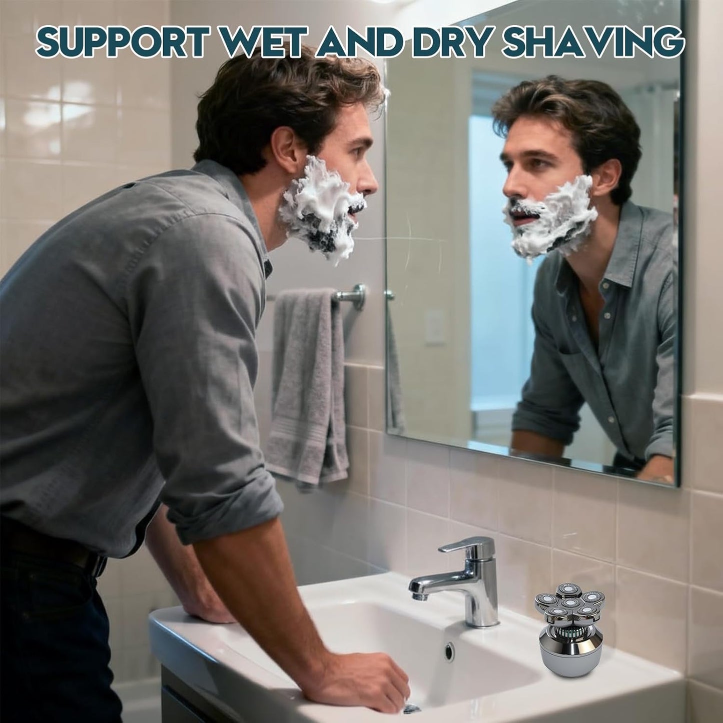Electric Head Shaver for Bald Men - 6D Floating Heads, IPX8 Waterproof, Fast Charging Grooming Kit | Dry & Wet Use