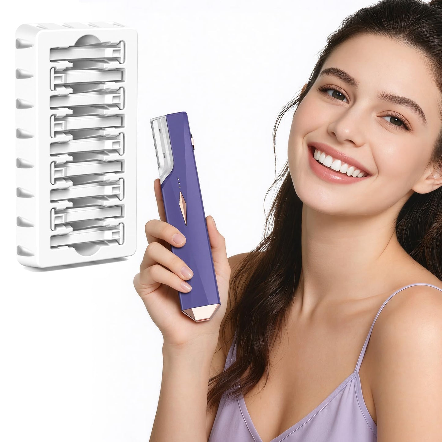 COPCOP Sonic Dermaplaning Tool & Eyebrow Trimmer for Women with Built-in LED Light – Gentle Dermaplane Razor for Peach Fuzz Removal & Facial Hair, 10 Replacement Blades, Smooth & Radiant Skin