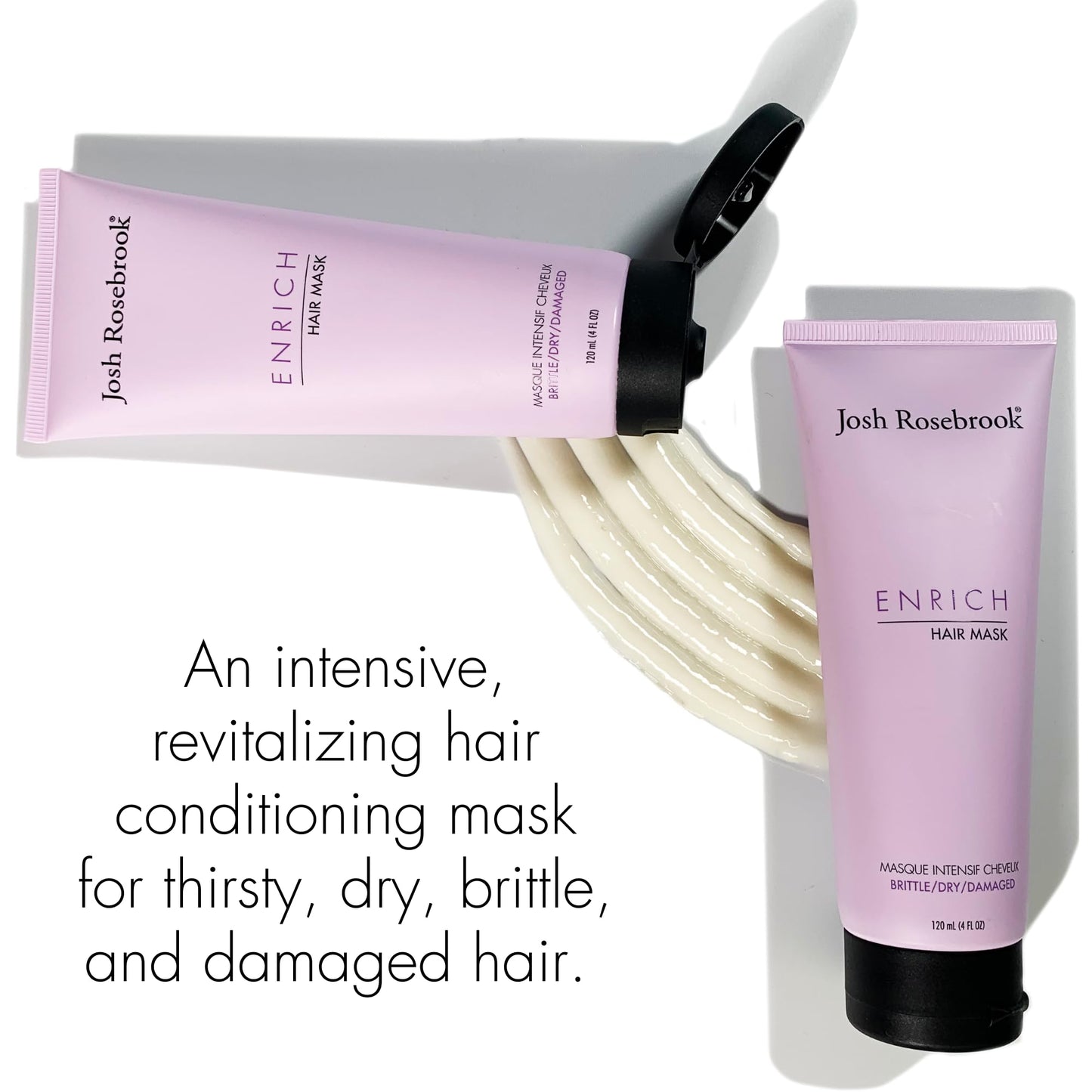 Josh Rosebrook Enrich Hair Mask for Dry & Damaged Hair, Deep Conditioning & lightweight - Anti-Frizz Leave-In Repair Treatment For Split Ends & Breakage, 4 fl oz