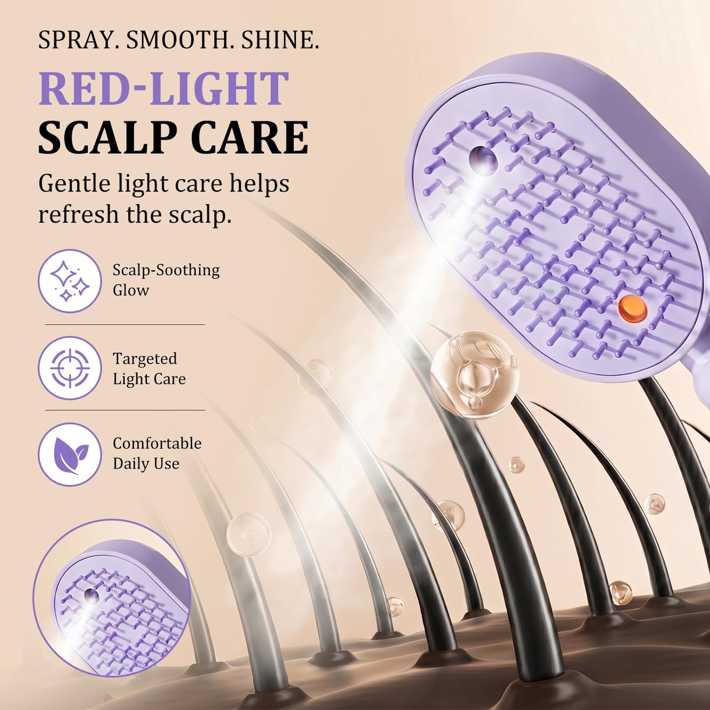 Electric Spray Air Cushion Massage Comb 2026 All in One Misting Aqua Detangler Brush Self-Clean Liquid Water Mister Spray Bottle Hair Brush Scalp Oil Applicator Steam Wet Curly Wavy Hairbrush