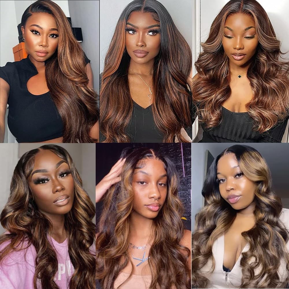 Color 30 Bundles P4/30 Body Wave Bundle 26 28 30 Inch Highlight Human Hair 3 Bundles Two Tone Brown Mixed With Light Brown Bundle