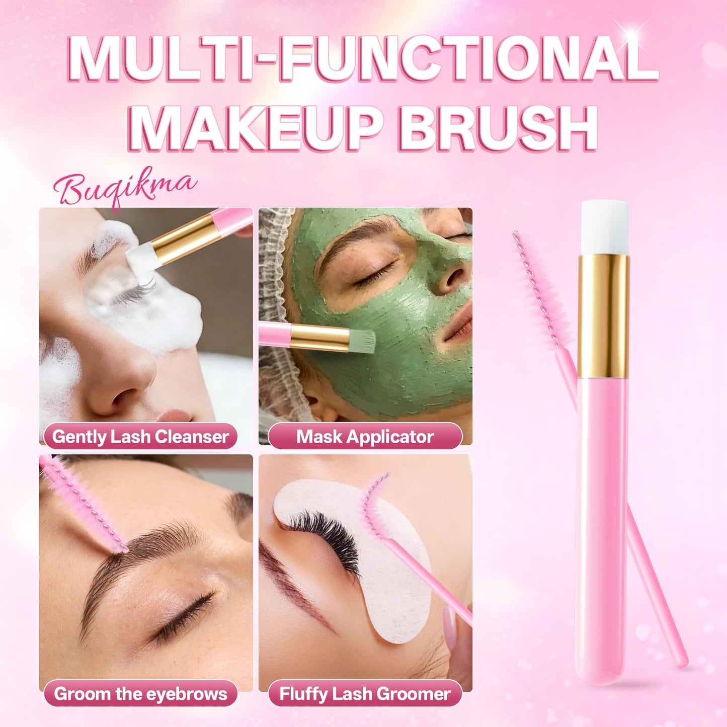Buqikma Whipped Lash Shampoo Eyelash Extension Cleanser 3.4Fl Oz, Unscented