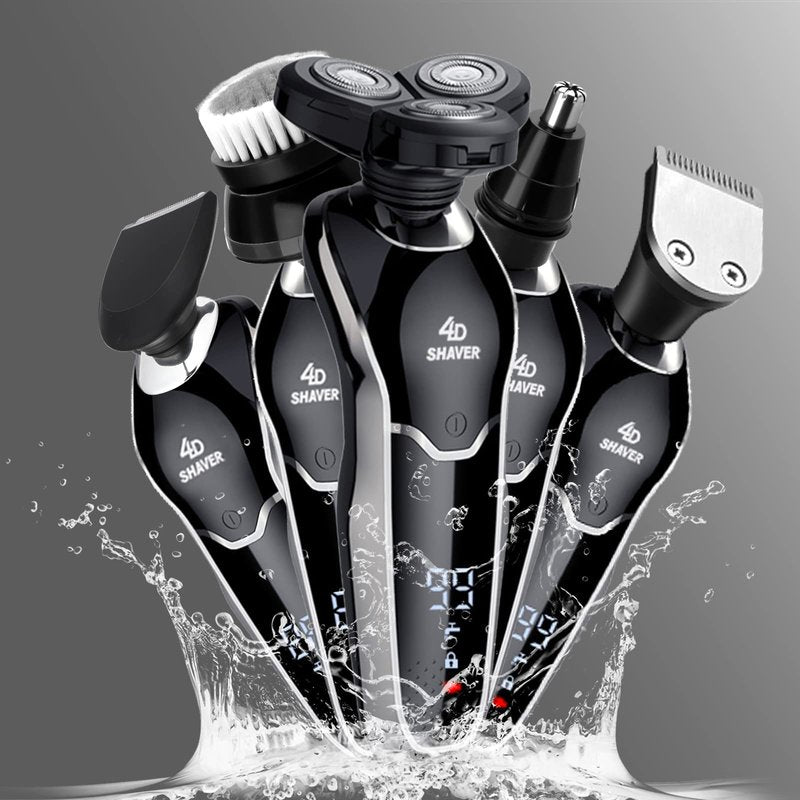 BestMal 5 in 1 Electric Shaver Razor for Men, Wet/Dry Waterproof Rechargeable With Nose Trimmer, Sideburns Hair Trimmer and Face Cleaning Brush