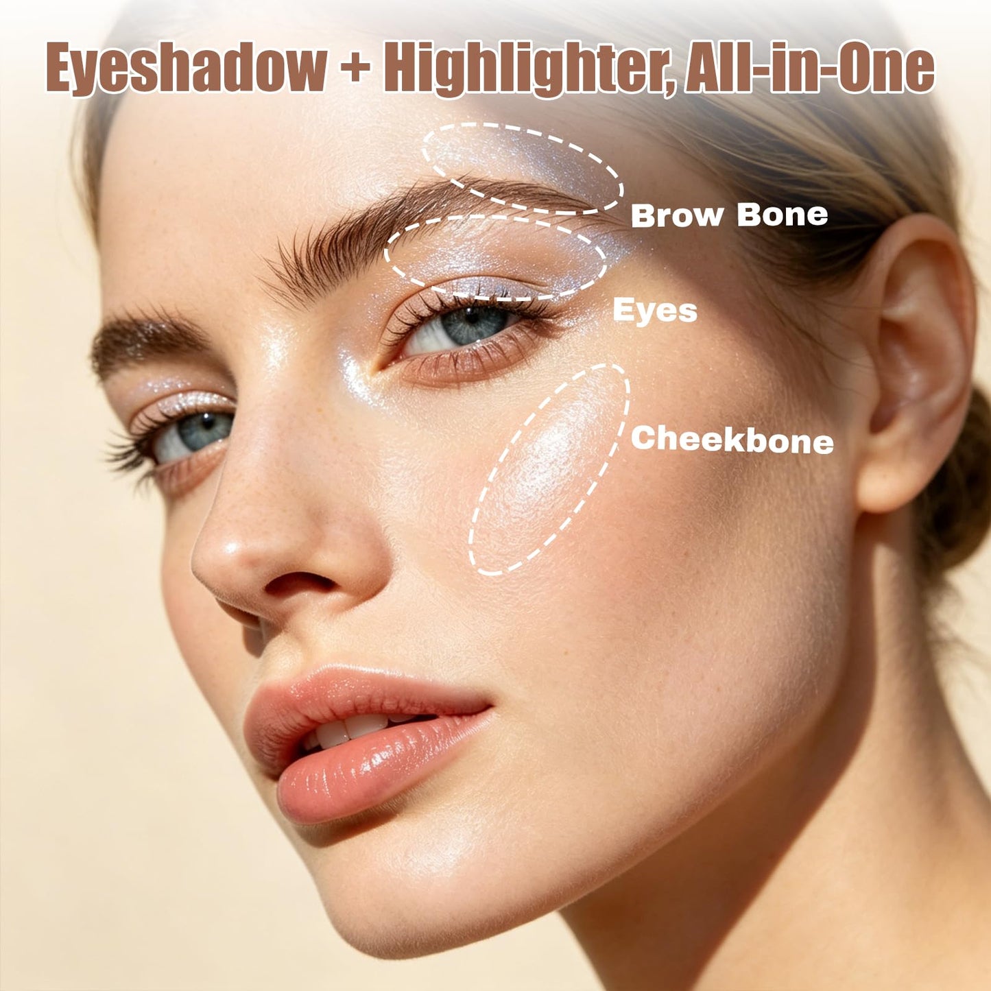 OETUIOW Shimmer Eyeshadow High Sparkle, Long-Lasting Sheer Eye Makeup, Velvety Soft Fine Powder High Pigment Eyeshadow, Vegan & Cruelty-Free (04 Champagne Shimmer)