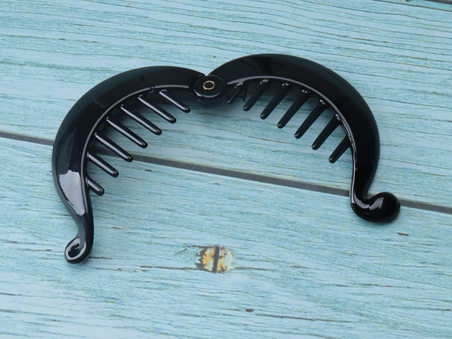 Sowaka 2 Pcs Banana Hair Clip Set - Fashionable Round Plastic Fishtail Grips for Thick Hair | Black & Brown