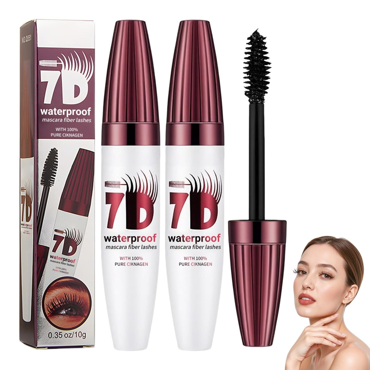 7D Mascara Fiber Lashes - Waterproof Black Formula for Thick, Softer, Fuller Lashes | 2-Pack