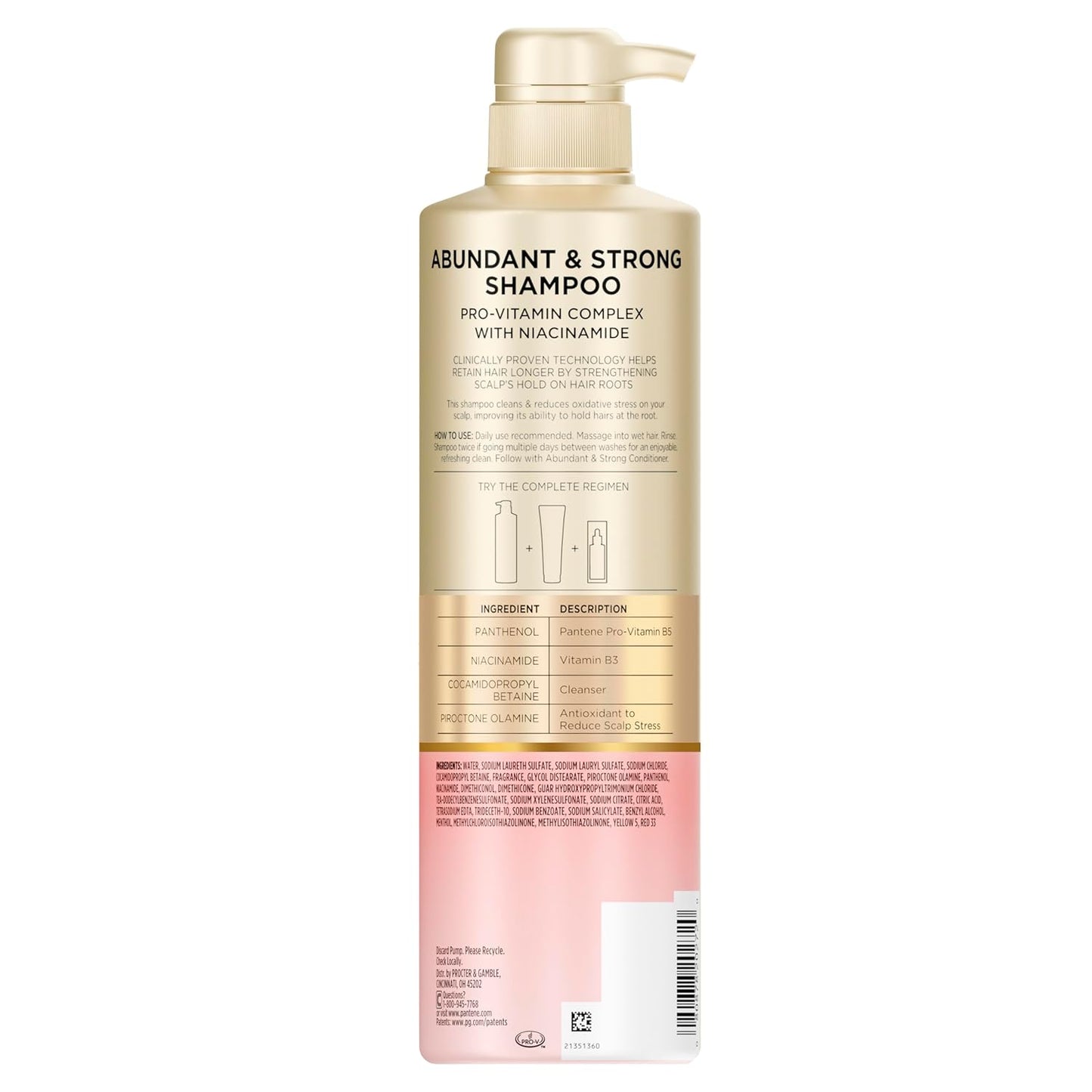 Pantene Abundant & Strong Hair Care Set | Shampoo, Conditioner & Serum for Thinning Hair - B5 Complex & Niacinamide, 3-Piece Regimen