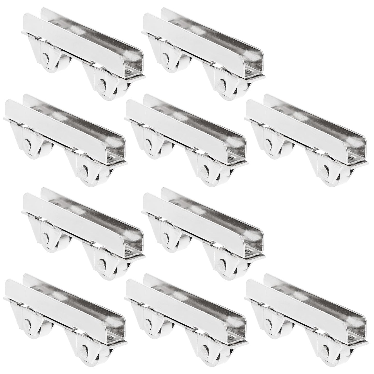 Angoily Showcase Window Roller, 10Pcs Sliding Door Rollers Replacement for 5-6mm Thick, Stainless Steel Mini Sliding Screen Door Wheels 7.0mm Pulley Clamp for Wardrobe Cupboard Closet