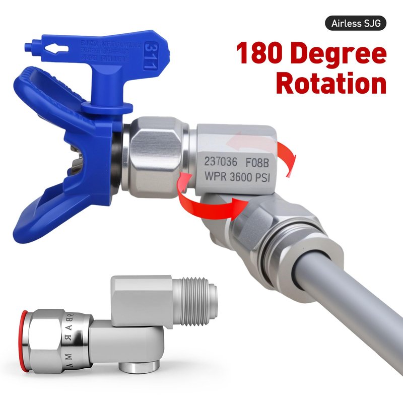 2Pcs Airless Paint Spray Gun Swivel Joint 235486 7/8" Thread 180 Degree Rotation 3600 PSI