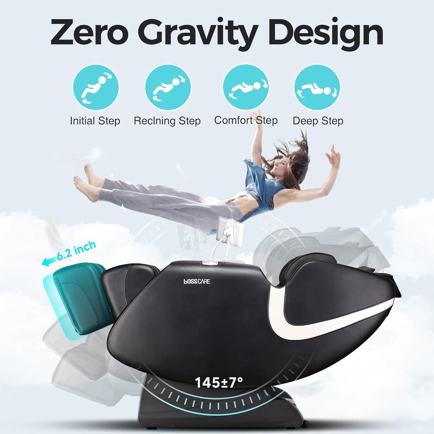 Full Body Shiatsu Massage Chair - AI Control, Zero Gravity, Heated | Bluetooth Speaker, Foot Roller, Relaxing Recliner